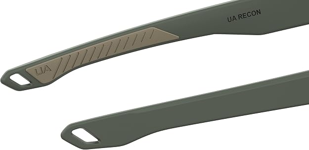 Under Armour UA Recon ANSI Z87.1 sport sunglasses, polycarbonate lens detail with ANSI marking