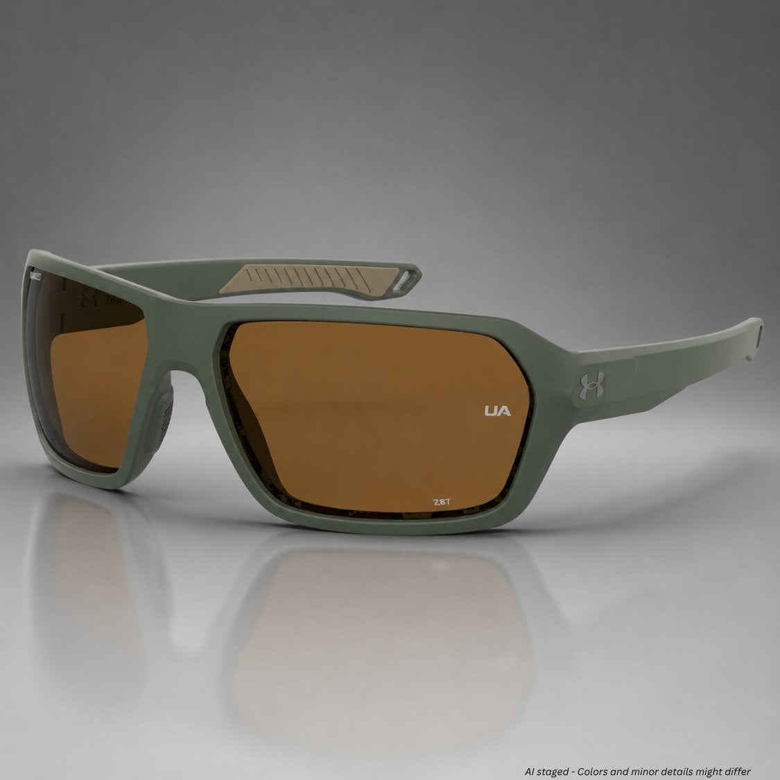 Under Armour UA Recon ANSI Z87.1 Mt Baroque sage green frame with polarized brown lenses