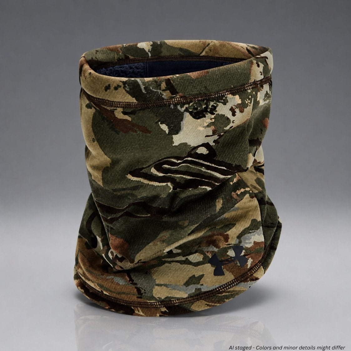 Camouflage neck gaiter on a gray background