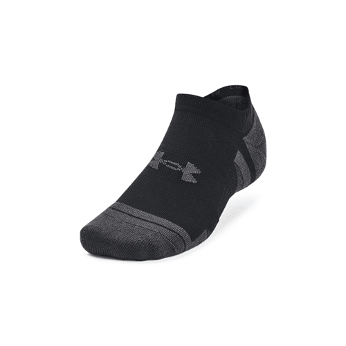 Under Armour UA Performance Tech No Show Sock in black, featuring a snug fit and sweat-wicking material for comfort.