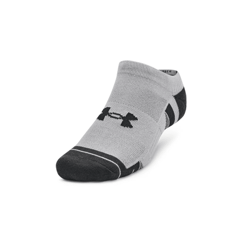 Under Armour Unisex UA Performance Tech No Show Sock in gray, designed for comfort and a snug fit, perfect for active lifestyles.
