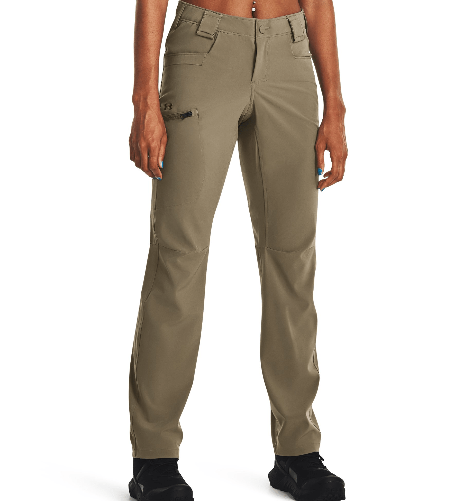 Under Armour Women's UA Defender Pants in light khaki, designed for comfort, durability, and quick-drying performance.