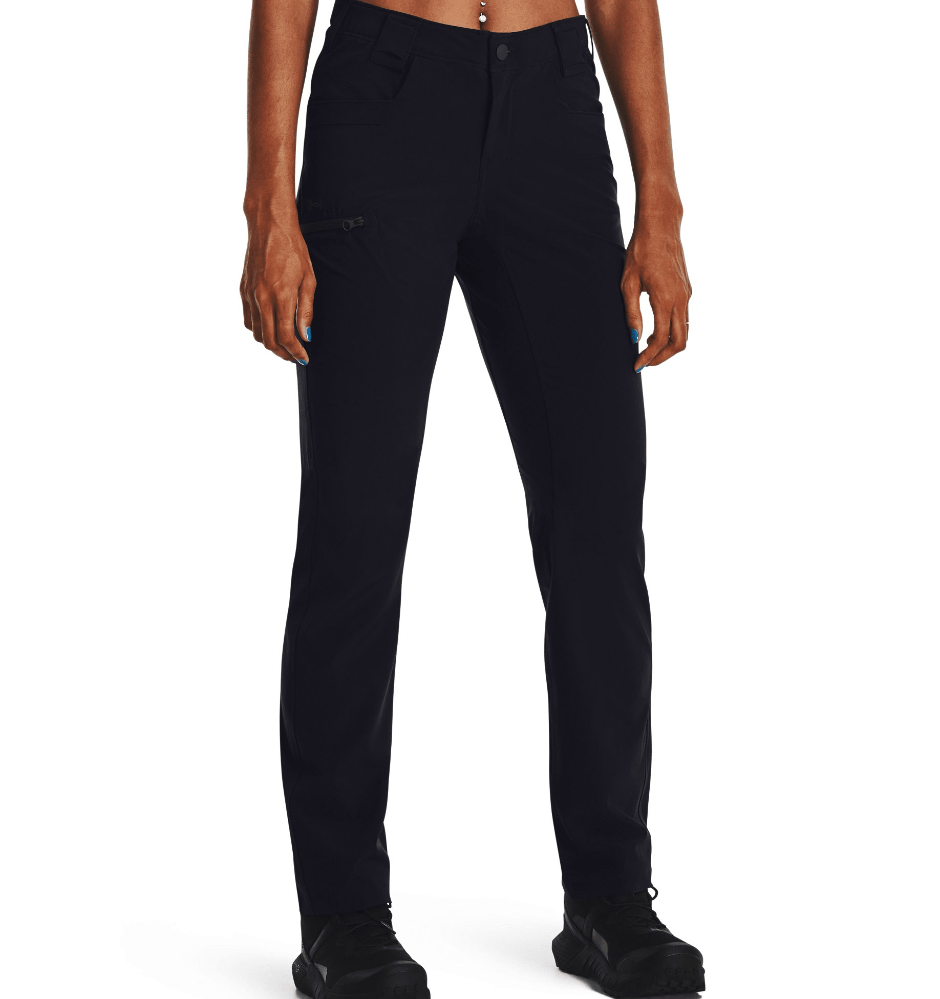 Under Armour Women's UA Defender Pants in black, featuring durable fabric, multiple pockets, and quick-drying technology.