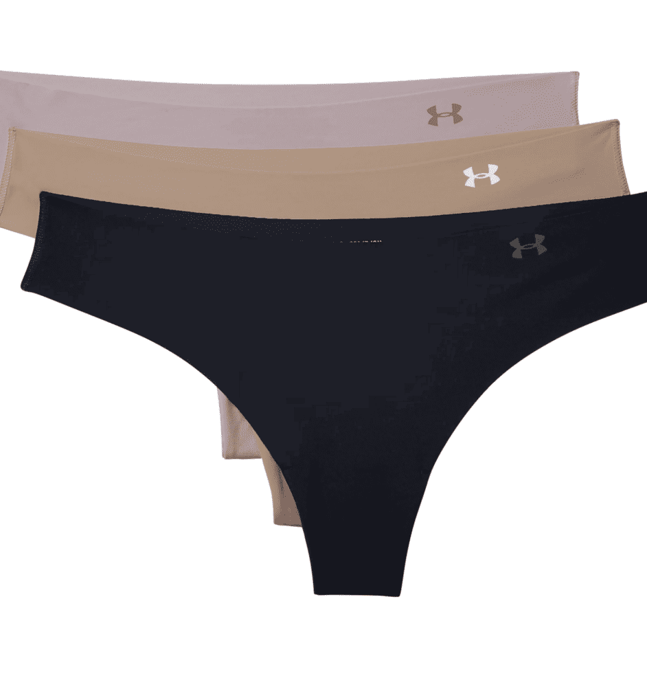 Under Armour Women’s UA Pure Stretch Thong 3-Pack 1325615 – Black/Beige, L -