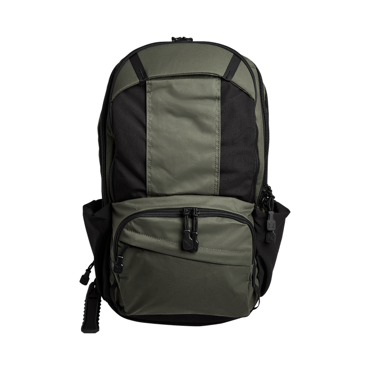 Vertx Pro Readypack backpack in olive green, featuring multiple storage pockets and tactical design elements.