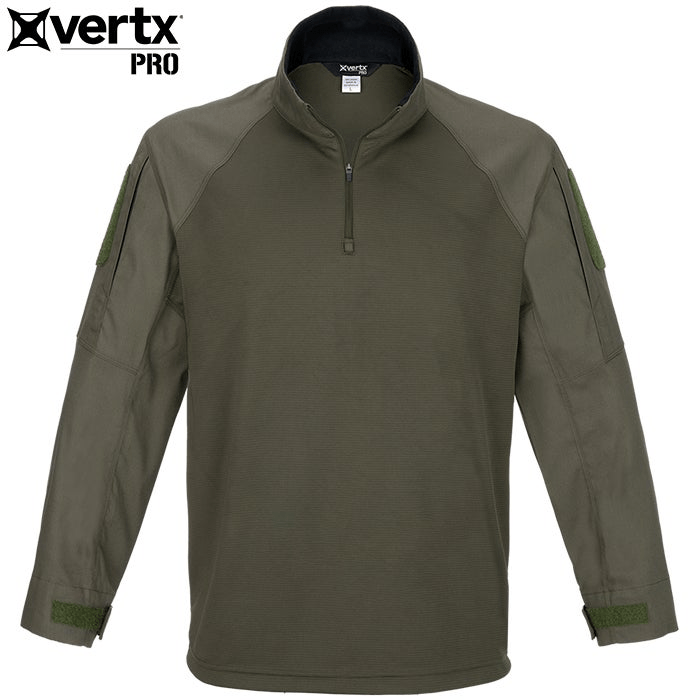 Vertx Recon Flex Long Sleeve Combat Shirt in olive green, designed for durability and peak performance in the field.