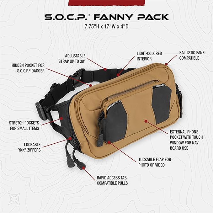 Vertx S.O.C.P. Tactical CCW Fanny Pack VTX5228 - FDE or Black - WCUniforms
