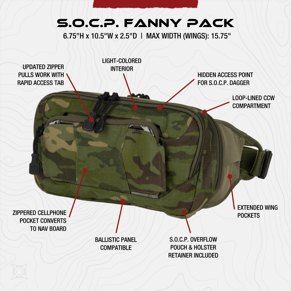 Vertx S.O.C.P. Tactical CCW Fanny Pack VTX5228 - FDE or Black - WCUniforms
