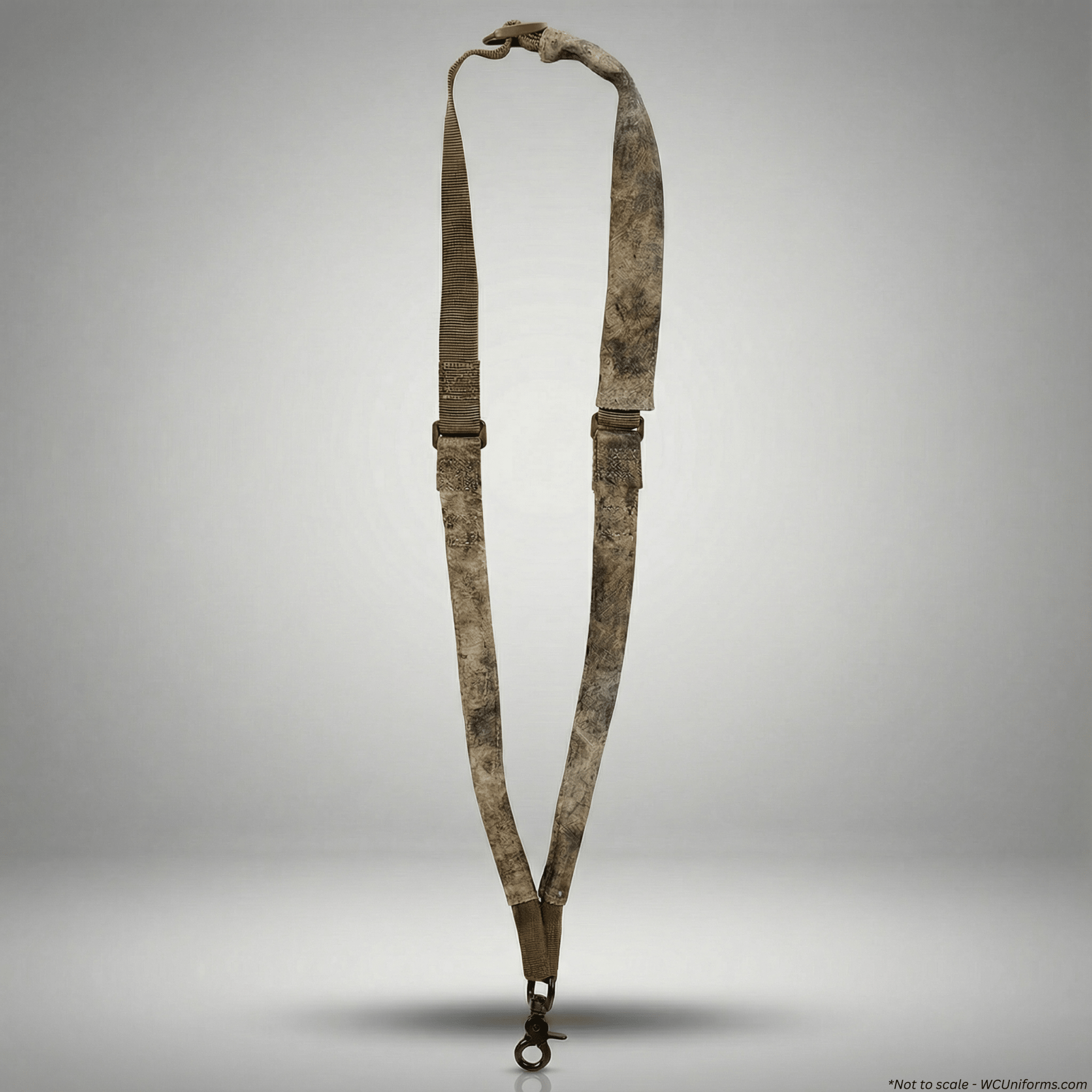VTC camo military rifle sling on a gray background