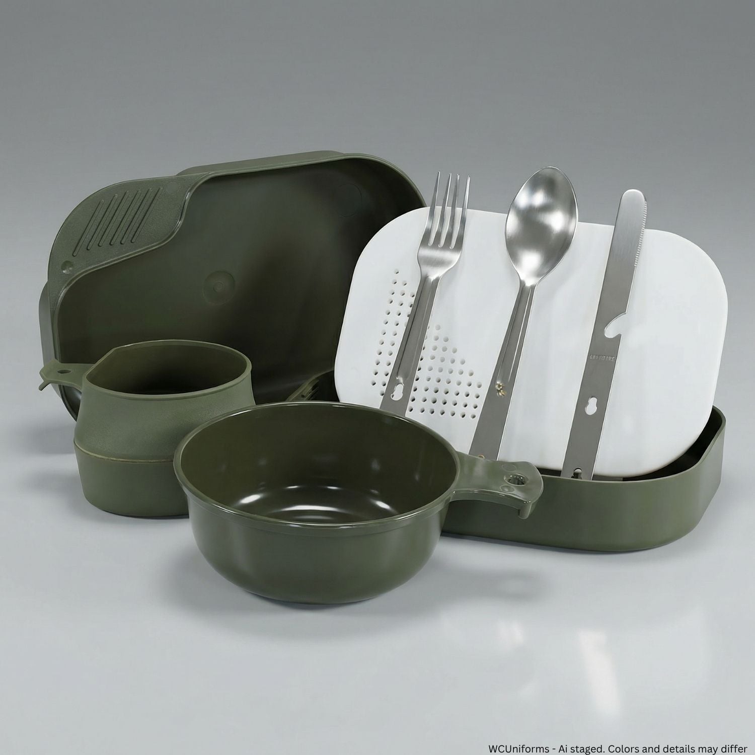 Voodoo Tactical Camper's Mess Kit 02-9580 - Cutlery, Nylon Cutting Board, Folding Drink Cup - WCUniforms