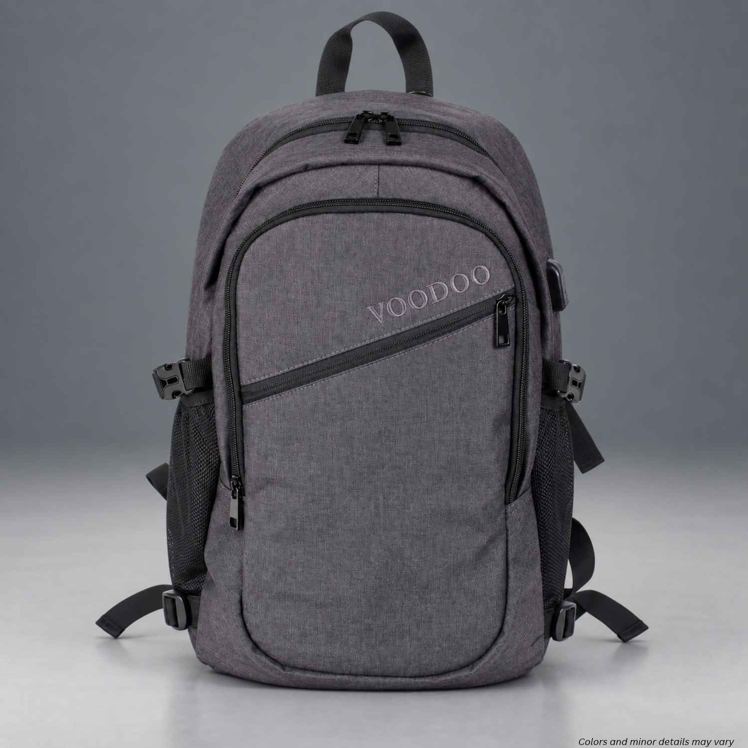 Dark Gray Voodoo Tactical Liberty Backpack front view in a studio setting