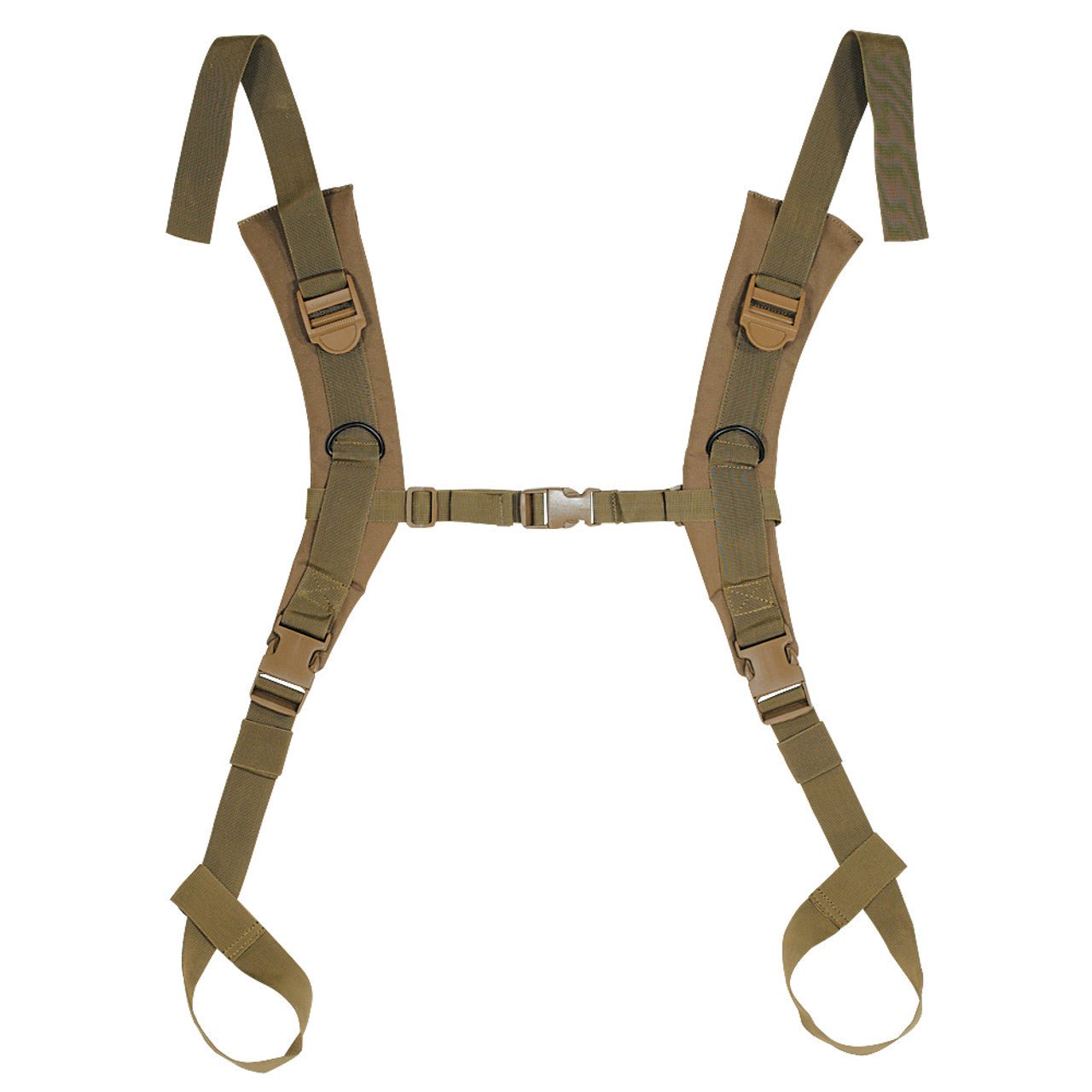 Voodoo Tactical Mini Mojo Load-Out Bag concealed padded backpack harness in coyote, laid flat