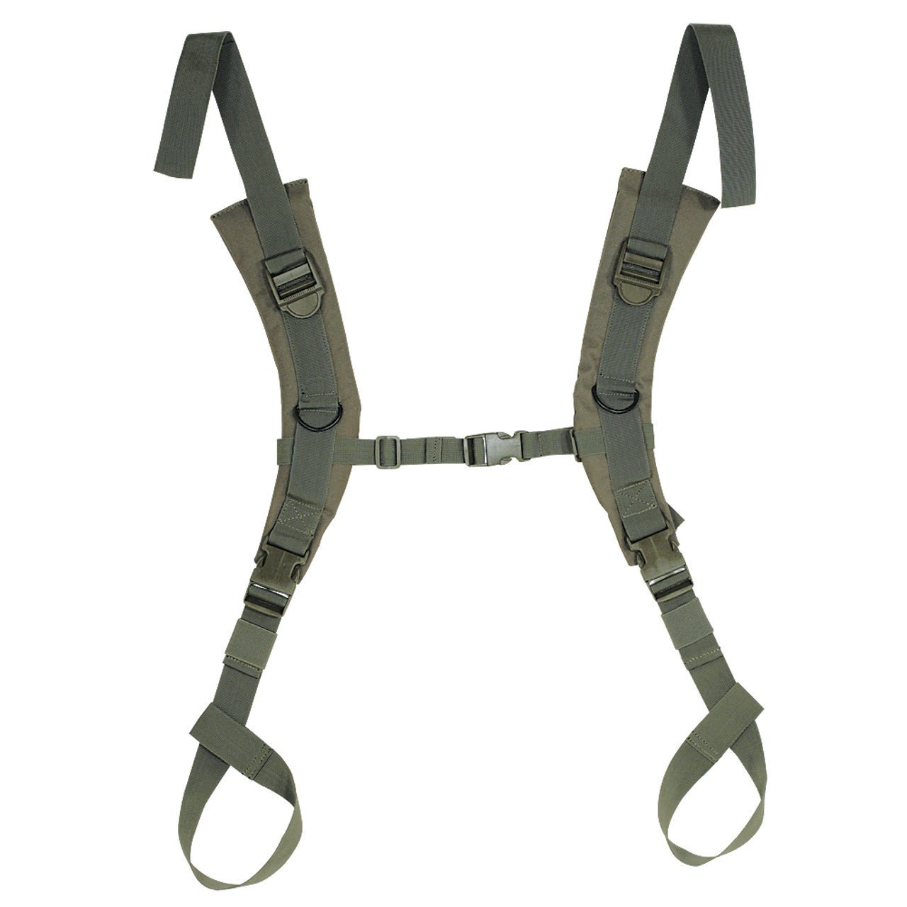Voodoo Tactical Mini Mojo Load-Out Bag concealed padded backpack harness in olive green, laid flat