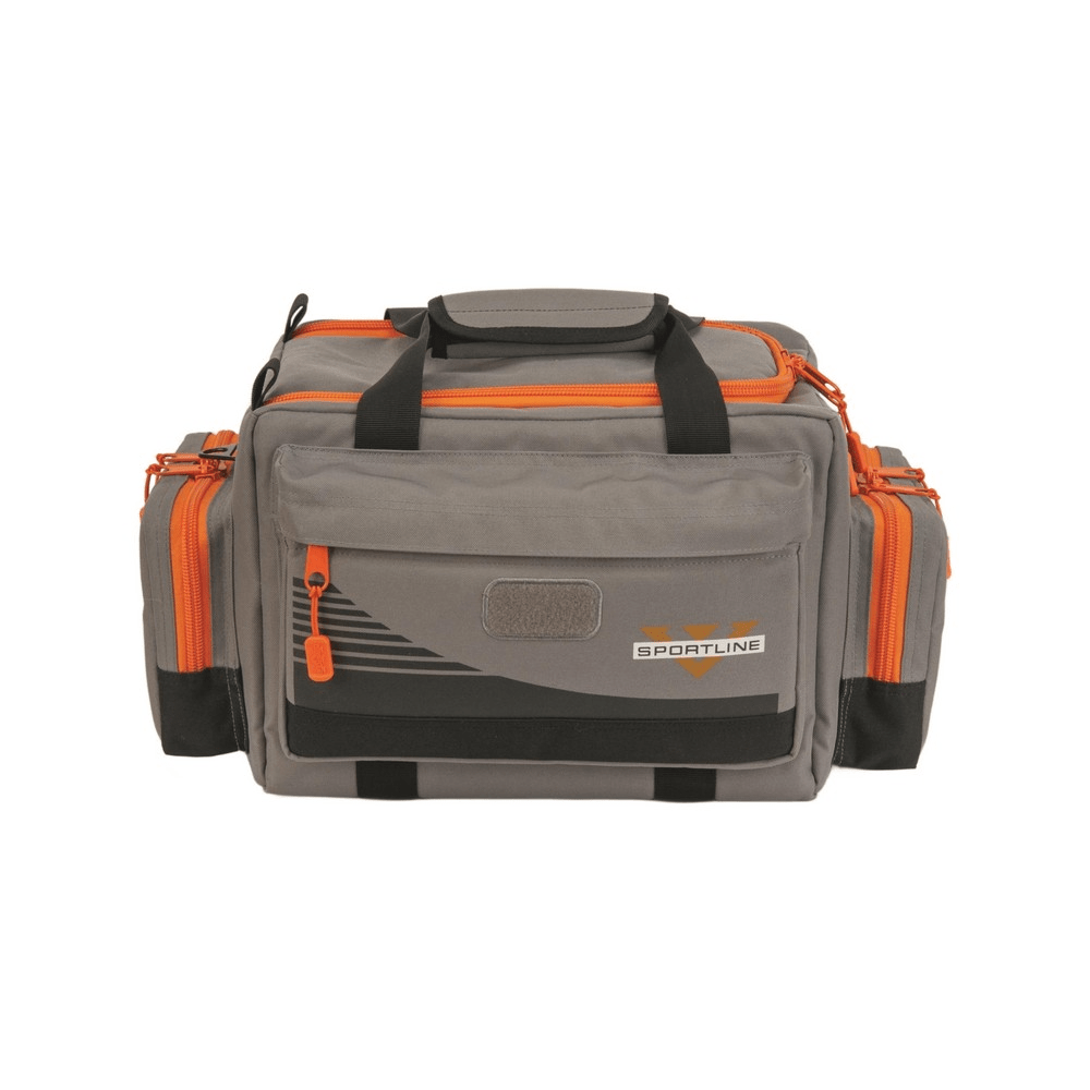 Voodoo Sport Sportline Range Bag with orange zippers, ideal for outdoor enthusiasts and sportsmen. Durable and stylish design.