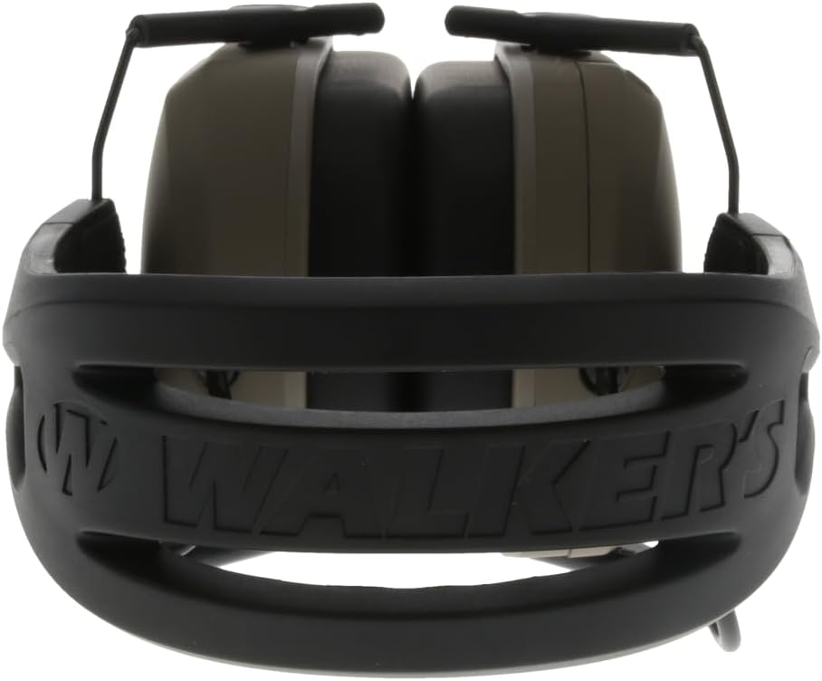 Pair of Walker's hearing protection ear muffs on a white background