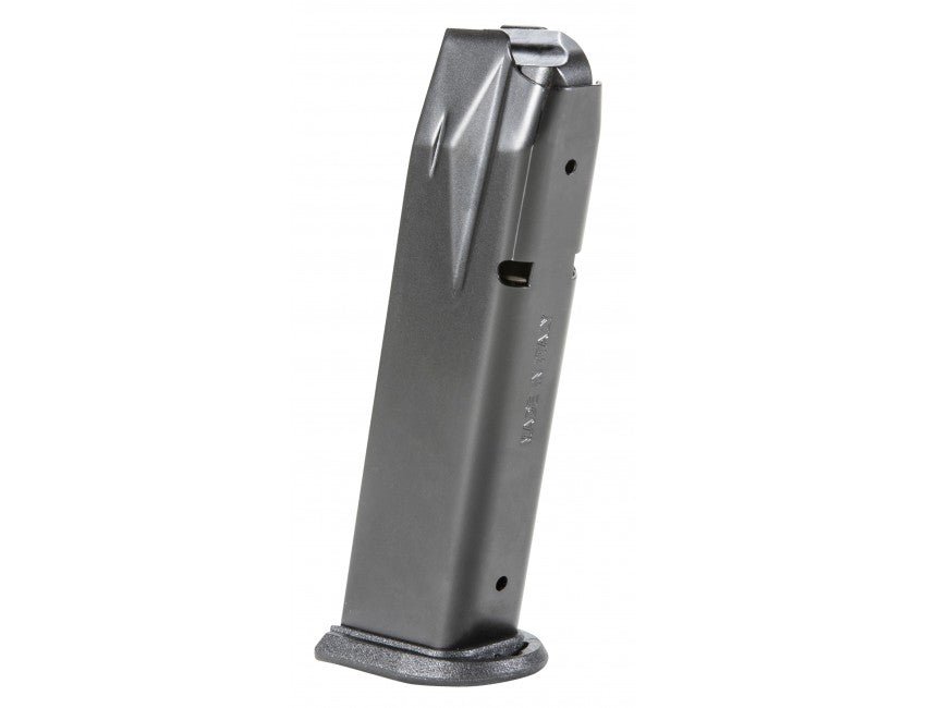 Walther PDP Full-Size 10 round magazine for 9mm pistols with steel body and polymer baseplate.