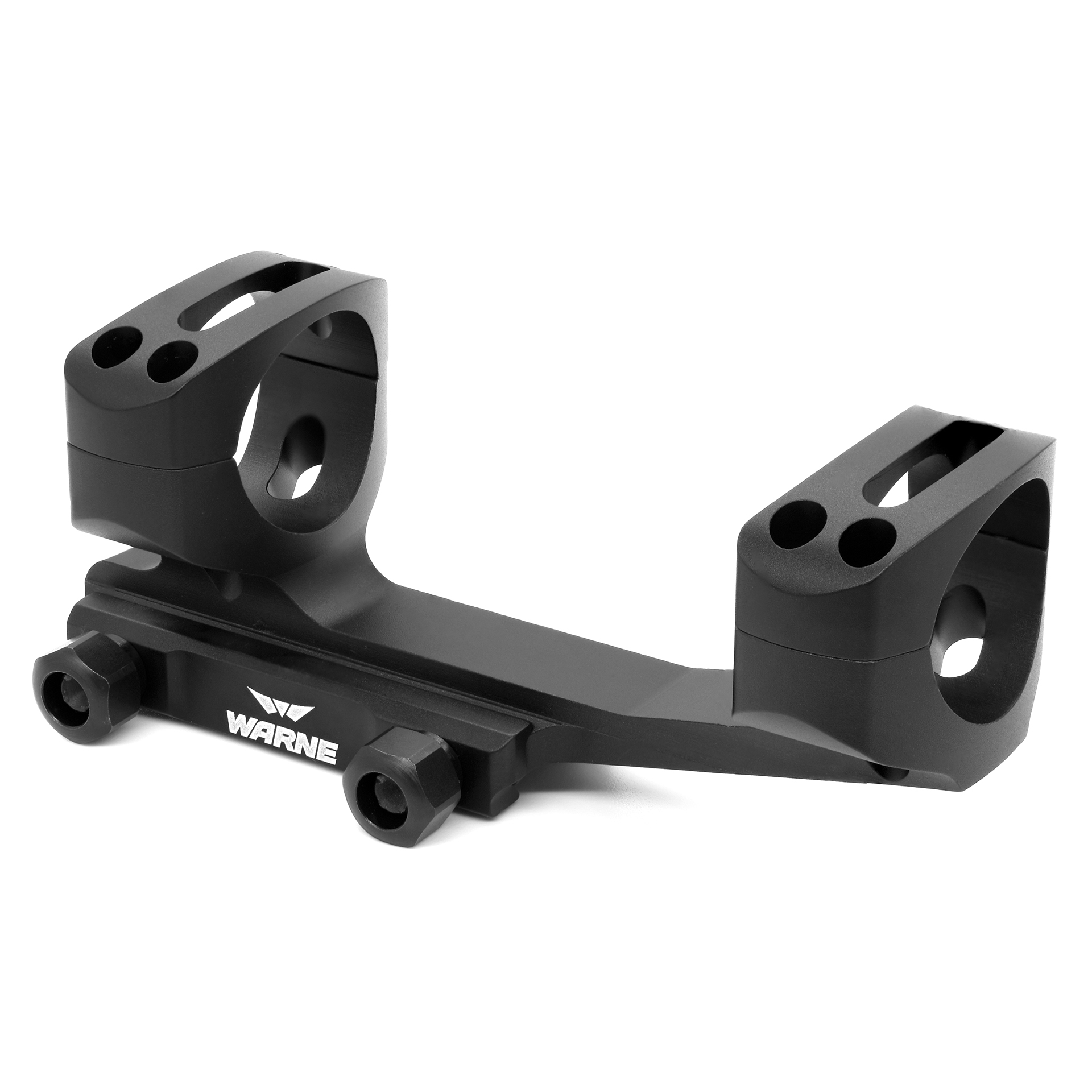 Warne Scope Mounts Gen 2, Extended Skeletonized 30mm MSR Mount in black, designed for modern sporting rifles with a lightweight structure.
