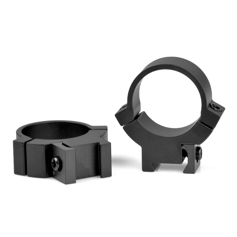Warne Scope Mounts 1-inch rimfire medium matte rings for rifles with a sleek matte black finish.