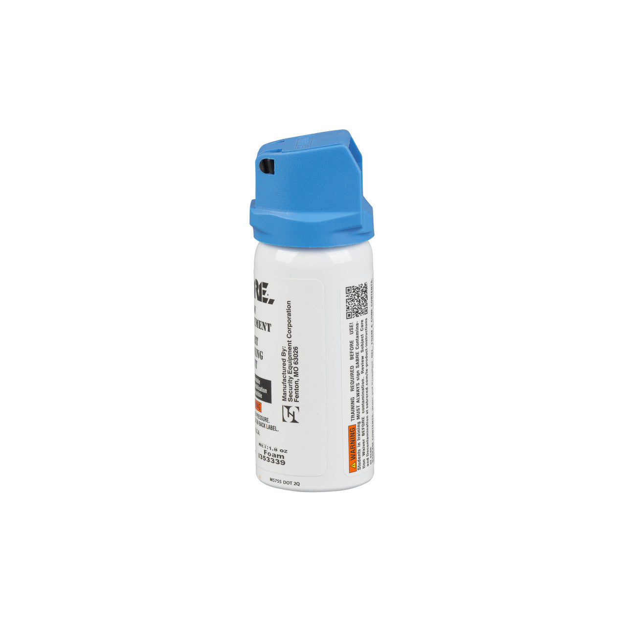 White spray can with blue cap on a white background