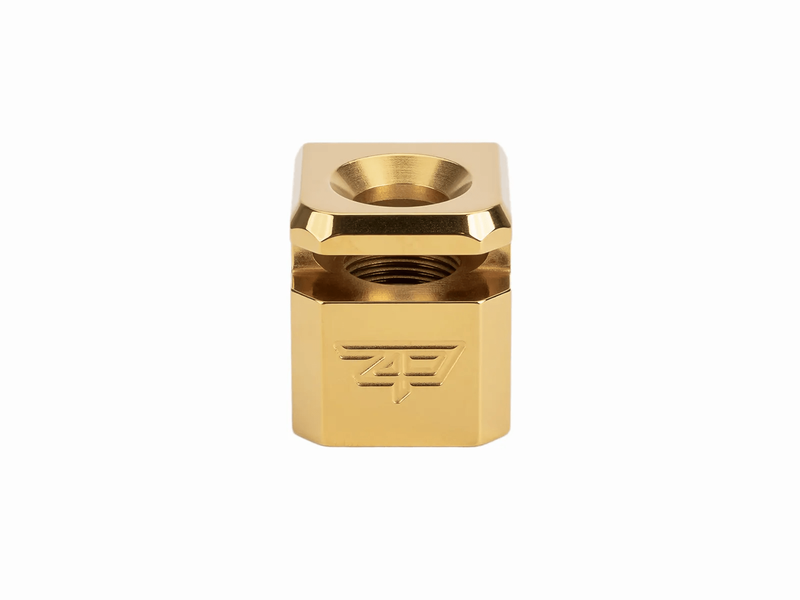 Zaffiri Precision Blowhole Compensator in gold finish, designed for Glock 9mm Gen 1-5, enhancing shooting stability.