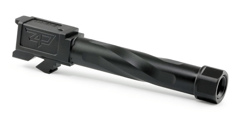 Zaffiri Precision G19 Gen 1-5 threaded barrel in black nitride finish, designed for Glock 19, featuring a sleek design.