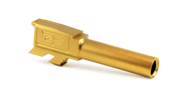 Zaffiri Precision G43 barrel in TiN finish for enhanced performance and accuracy, compatible with Glock 43 and 43X.