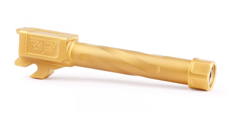 Zaffiri Precision P320c Threaded TiN Barrel showcasing high-quality performance and precision manufacturing in gold finish.