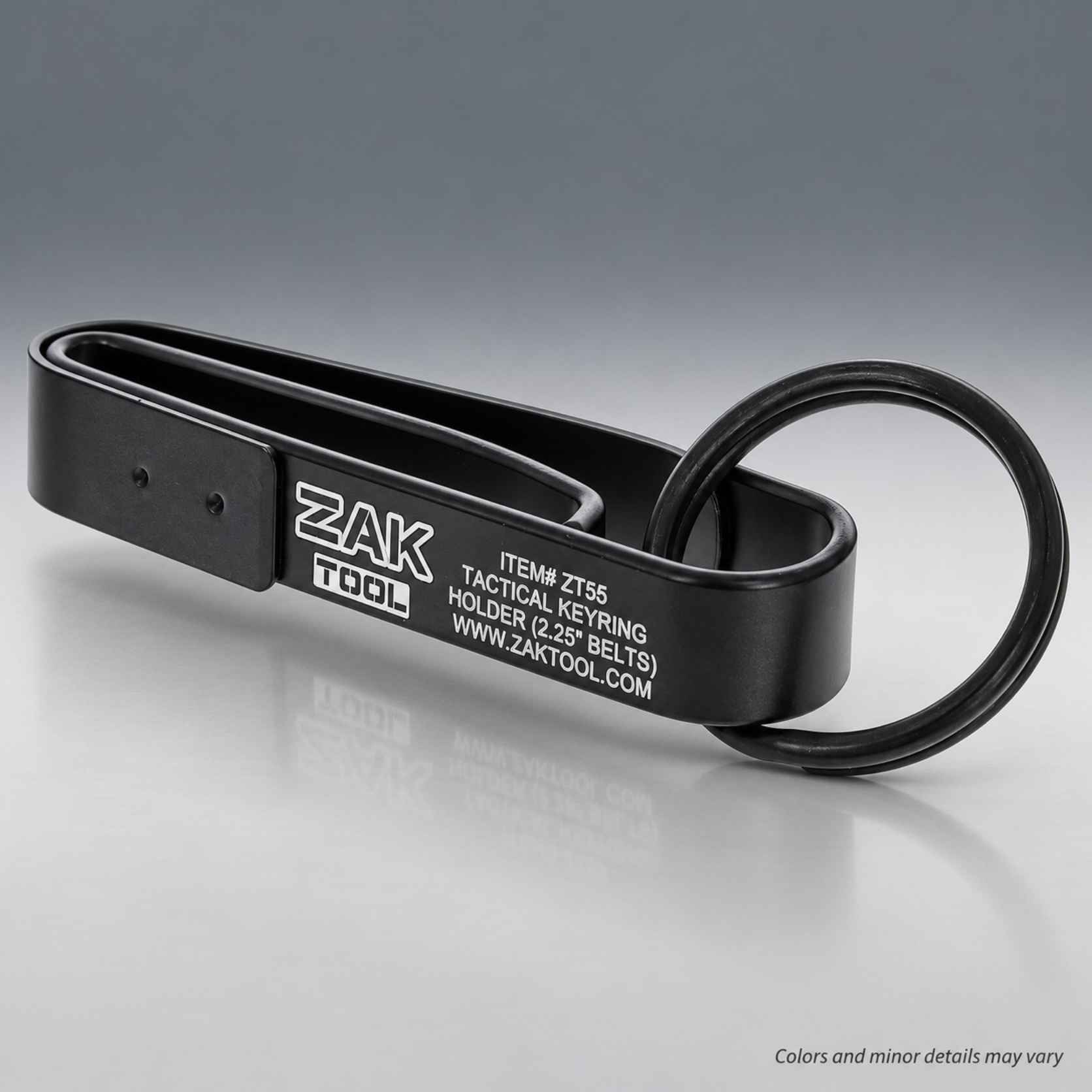 Zak Tool ZT55 Tactical Key Ring Holder ZT55 in black powder coat with split ring attached