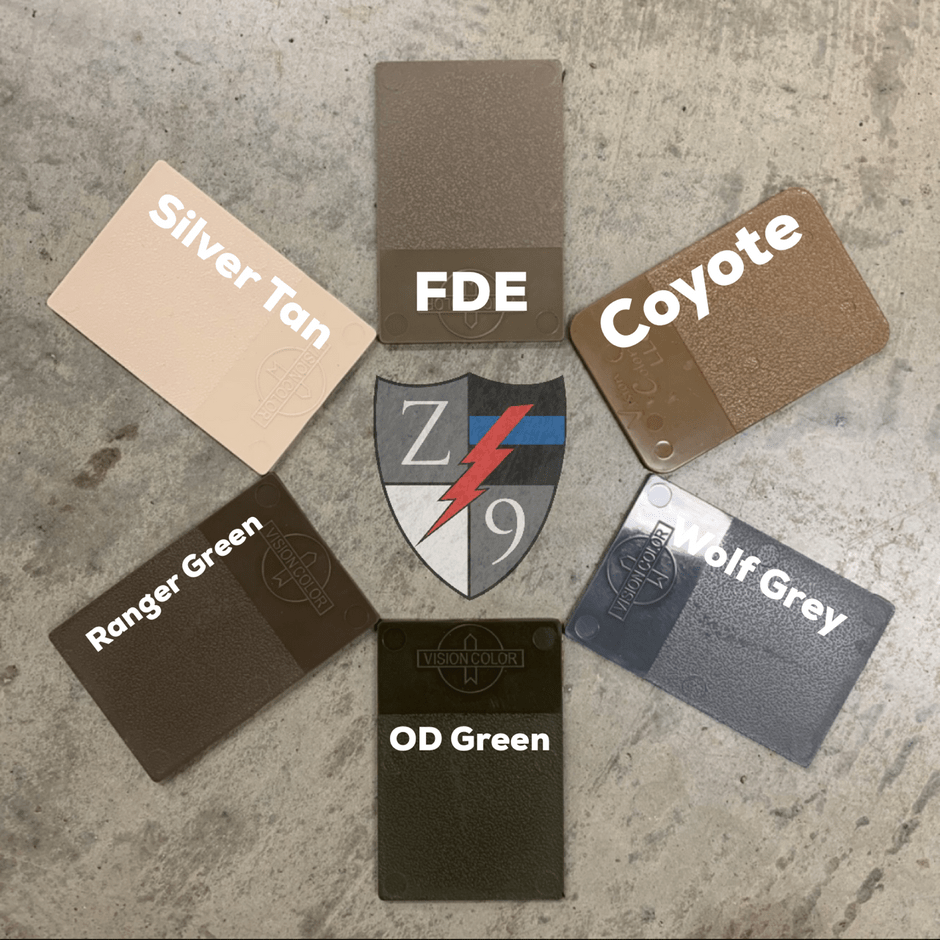 Show of available colors for Zero9 Solutions TASER 10 Case Holster Z9-2043