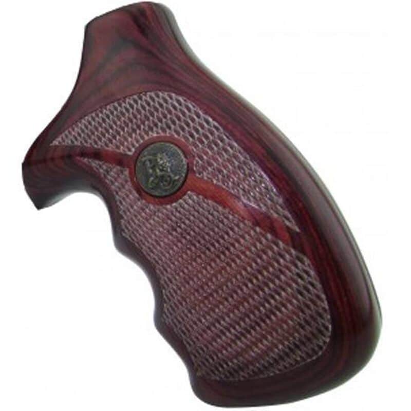 Pachmayr Renegade Deluxe Wood Laminate Revolver Grips S&W J-Frame Round Butt Revolver Checkered Cut Panels Rosewood 63000 - Shooting Accessories