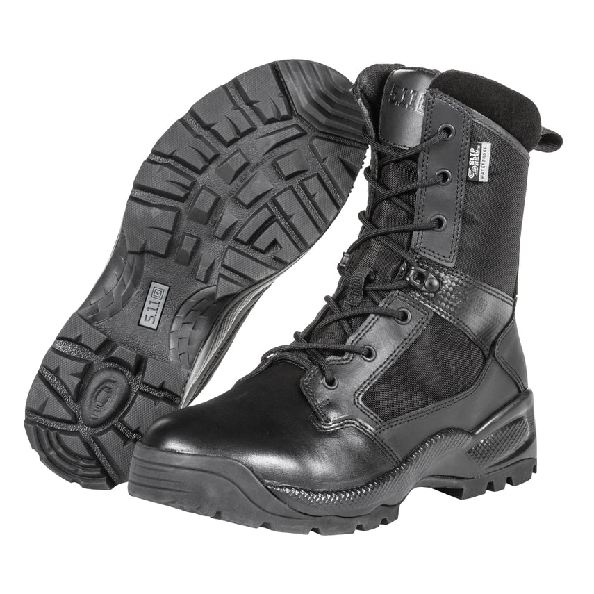 5.11 Tactical A.T.A.C.® 2.0 8" Storm Side-Zip Boots featuring durable leather and a rugged outsole for superior traction.