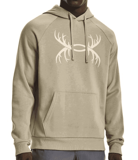 Under Armour UA Rival Fleece Antler Hoodie - Khaki Gray, 3XL