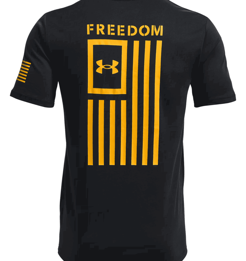 Under Armour Freedom Flag T-Shirt 1370810 - Black/Steeltown Gold, 2XL