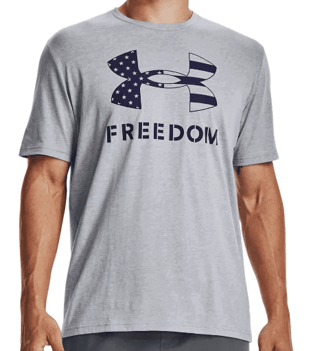 Under Armour Freedom Logo T-Shirt - Gray/Blue, XL