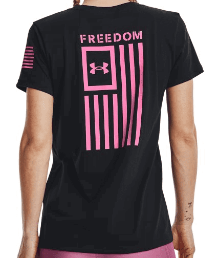 Under Armour Women's UA Freedom Flag T-Shirt 1370814 - Black/Pink, 2XL