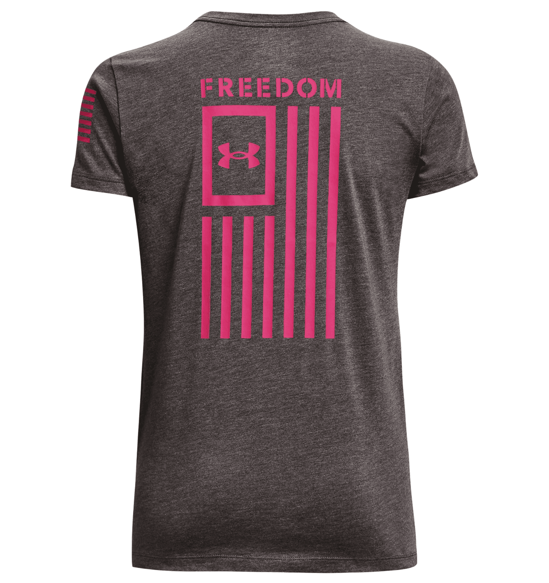Under Armour Women's UA Freedom Flag T-Shirt 1370814 - Charcoal Medium Heather, 2XL
