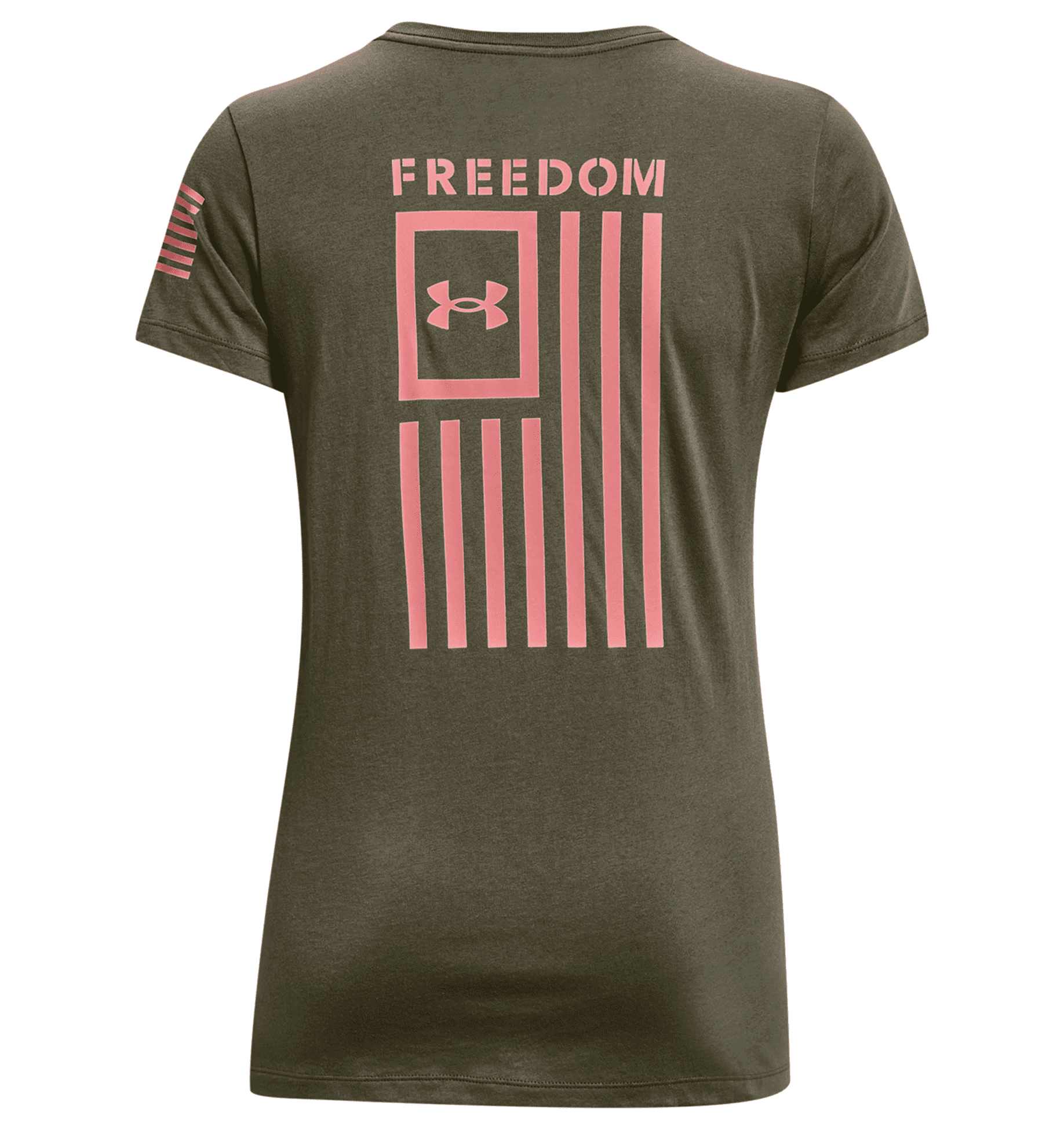 Under Armour Women's UA Freedom Flag T-Shirt 1370814 - Marine OD Green/Pink, 2XL