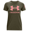 Under Armour Women's UA Freedom Logo T-Shirt 1370815 - Marine OD Green/Pink, 2XL