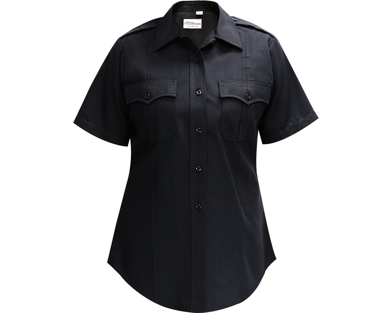 Flying Cross Deluxe Tropical Women's Short Sleeve Shirt with Traditional Collar 154R66 - Black, 36