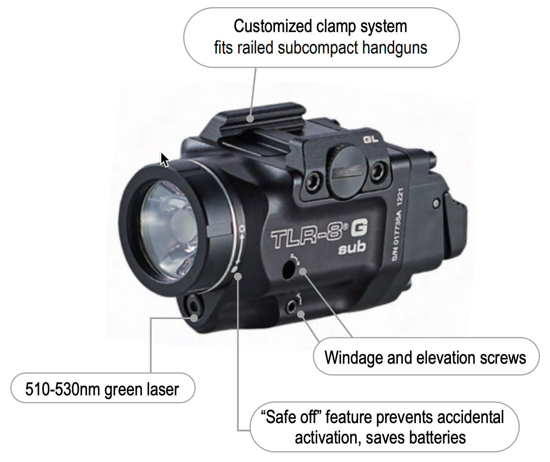 Streamlight TLR-8 G Sub with Green Laser - Sig P365/P365 XL 69437 - Tactical &amp; Duty Gear