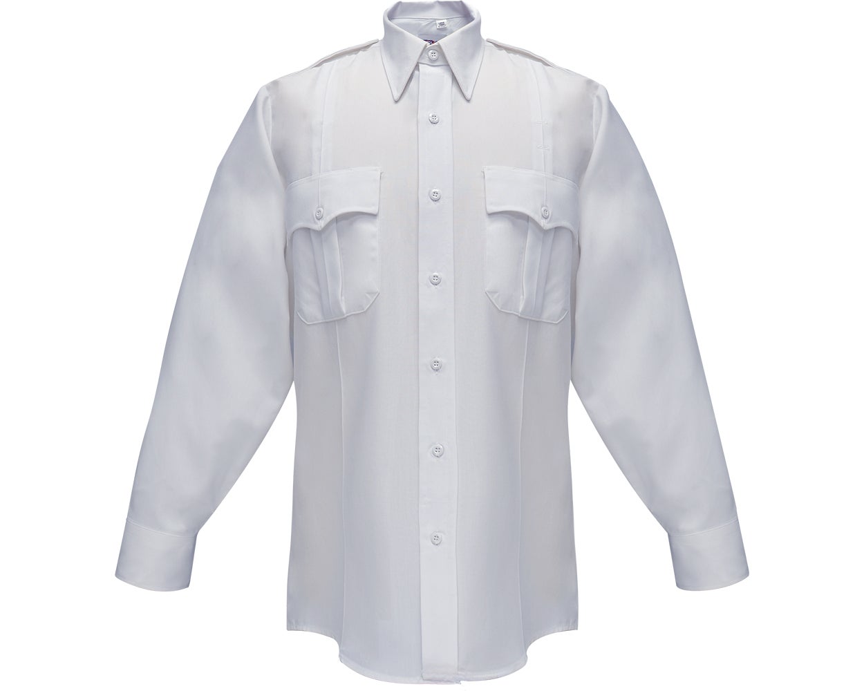 Flying Cross Duro Poplin Poly/Cotton Men's Long Sleeve Uniform Shirt with Sewn-In Creases 35W54 - White, 19-19.5 x 34