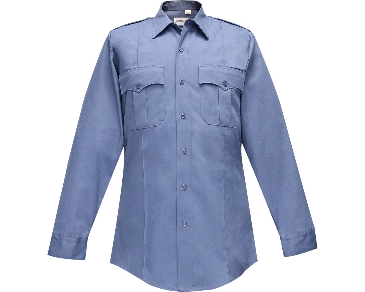 Flying Cross Duro Poplin Poly/Cotton Men's Long Sleeve Uniform Shirt with Sewn-In Creases 35W54 - Marine Blue, 18.5 x 38-39