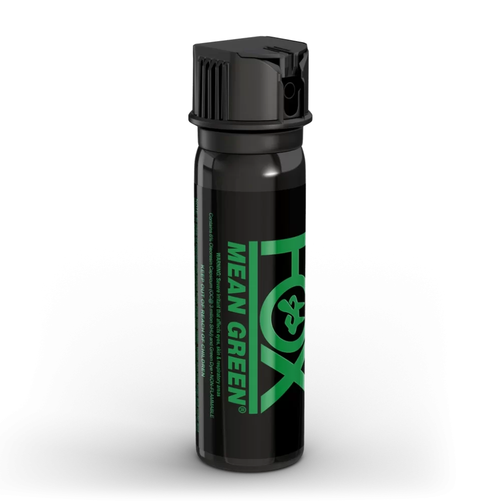 Fox Labs International Mean Green Defense Spray 3oz., 6% OC, Flip Top, Medium Cone Fog Spray Pattern 36MGC - Tactical &amp; Duty Gear