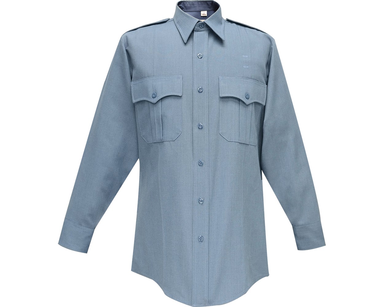 Flying Cross Deluxe Tropical 65% Poly/35% Rayon Long Sleeve Uniform Shirt with Pleated Pockets 45W66 - French Blue, 22-22.5 x 36-37