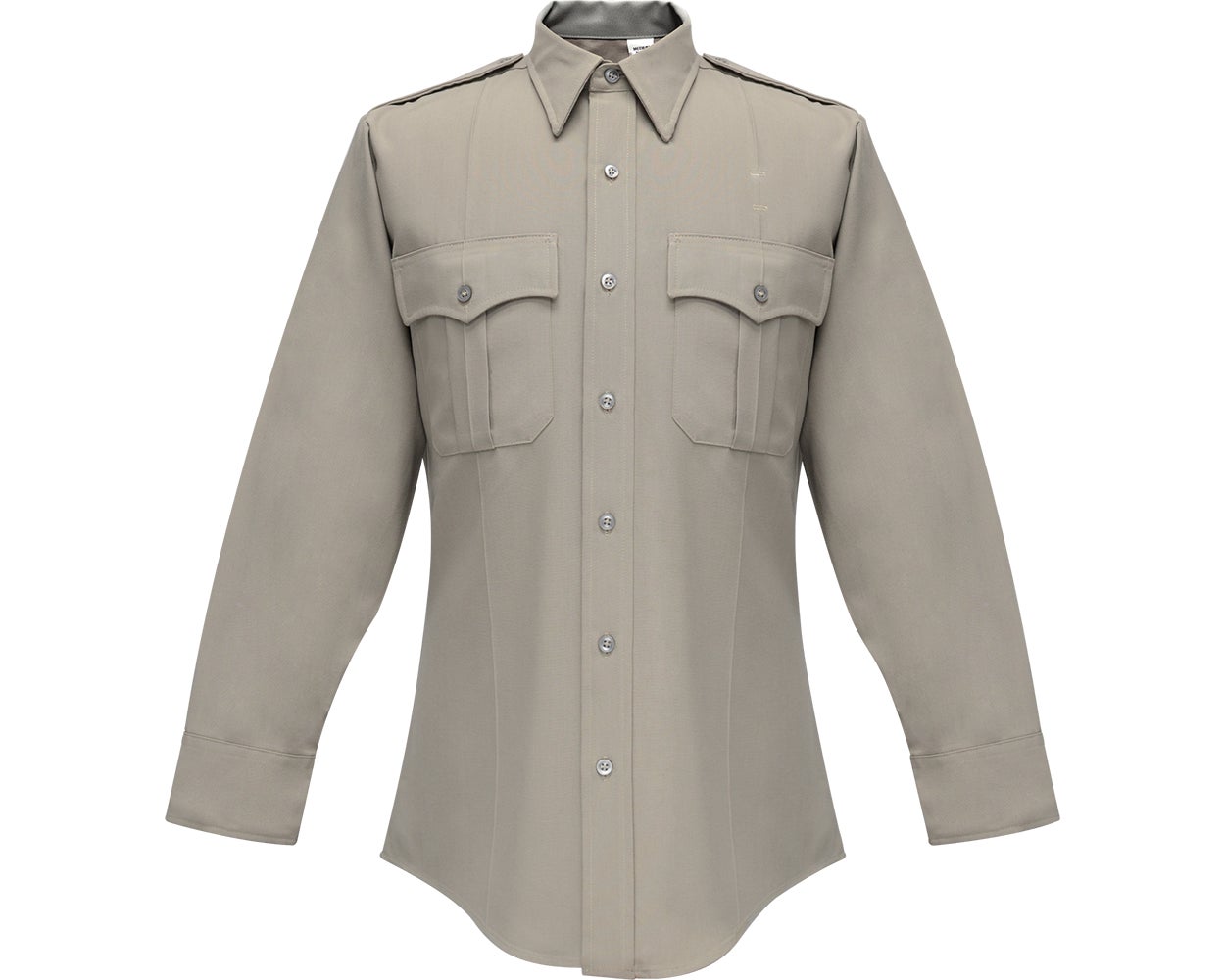 Flying Cross Deluxe Tropical 65% Poly/35% Rayon Long Sleeve Uniform Shirt with Pleated Pockets 45W66 - Nickel Gray, 15 x 32-33