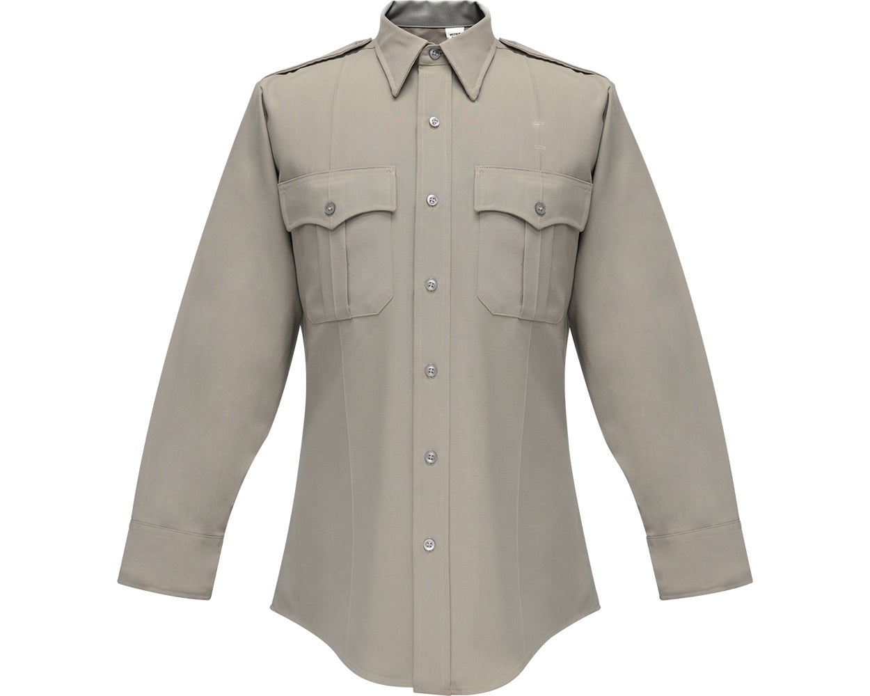 Flying Cross Deluxe Tropical 65% Poly/35% Rayon Long Sleeve Uniform Shirt with Pleated Pockets 45W66 - Nickel Gray, 15 x 32-33