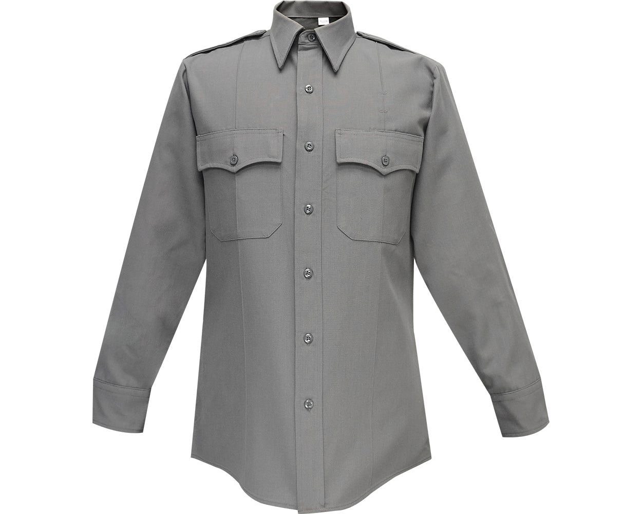 Flying Cross Deluxe Tropical 65% Poly/35% Rayon Men's Long Sleeve Uniform Shirt 46W66 - Slate Gray, 14-14.5 x 32-33