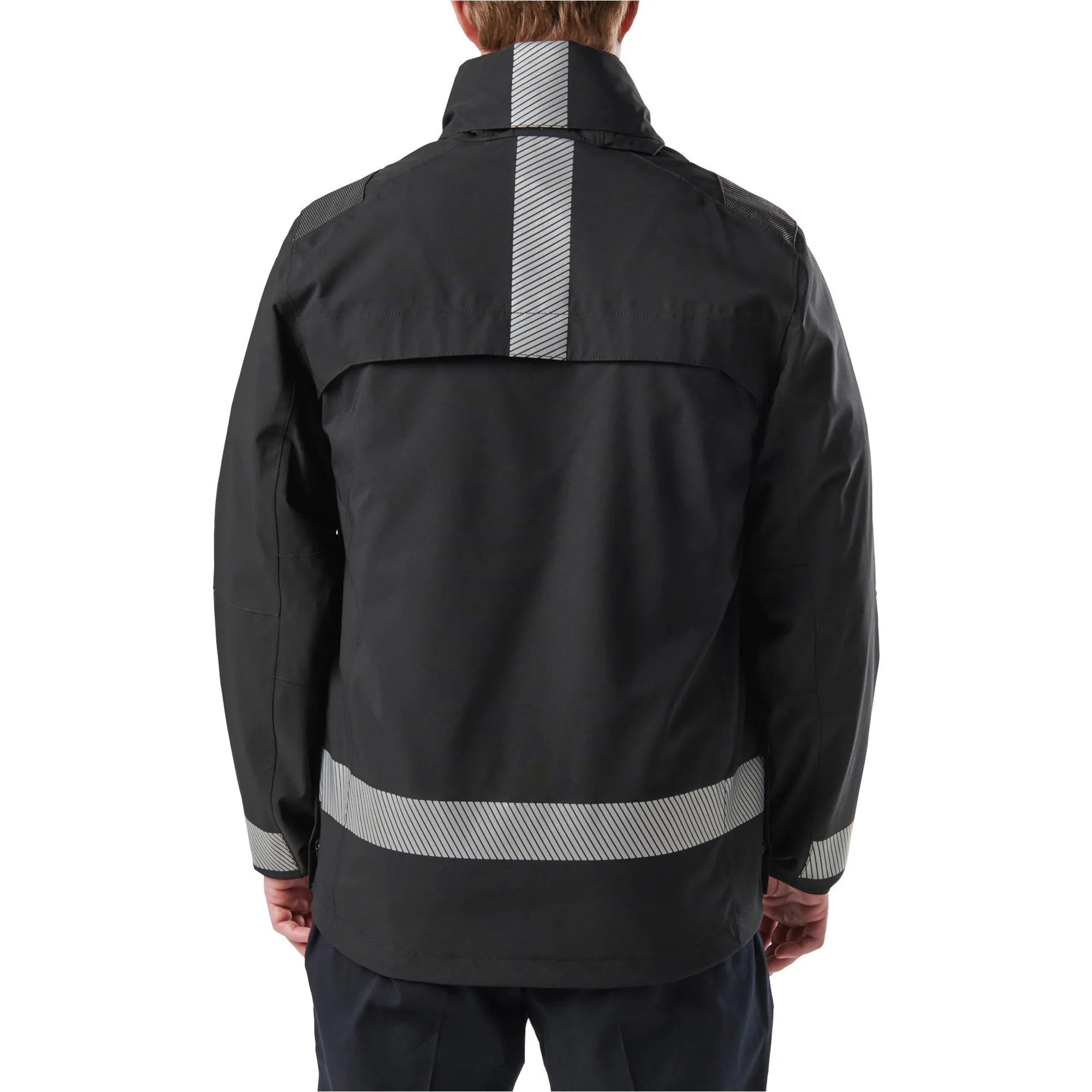 5.11 Tactical Responder Parka 2.0 rear view featuring reflective detailing for enhanced visibility in harsh conditions.
