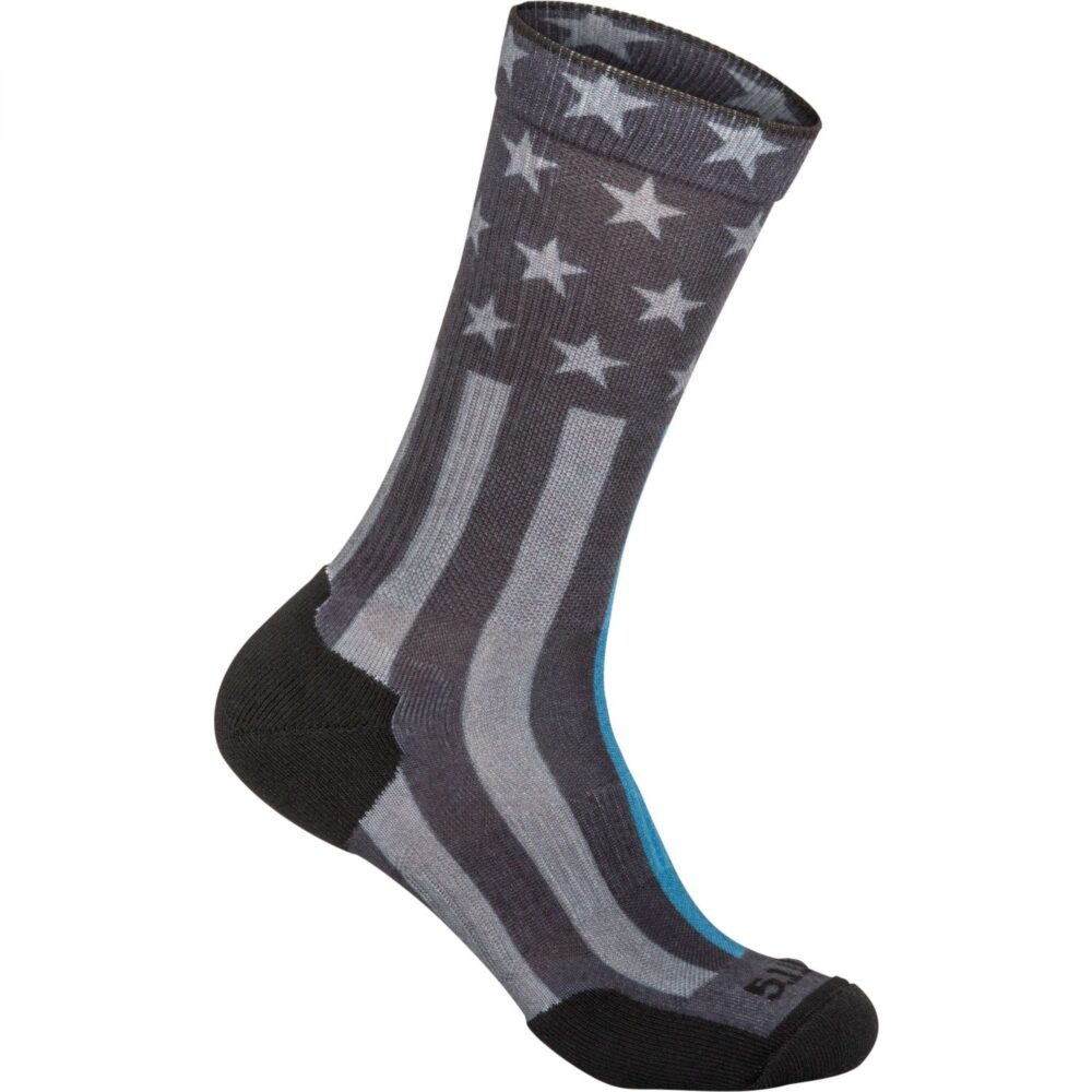 5.11 Tactical Sock And Awe Crew Thin Blue Line Socks 10041AA - Clothing & Accessories