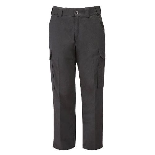 Black 5.11 Women's PDU Class B cargo pant with flap cargo pockets and permanent crease